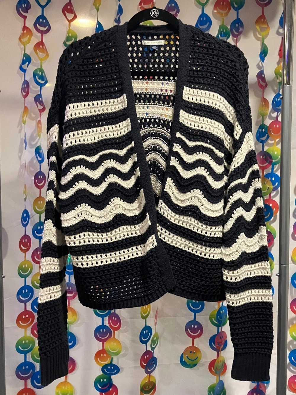 American Eagle Striped Crochet Cardigan